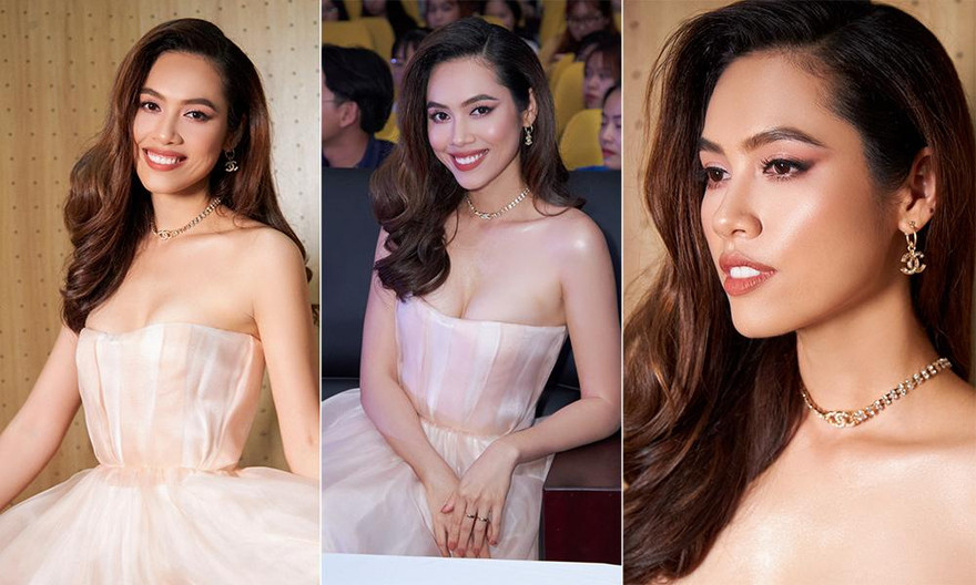 Á hậu Hoàng My diện váy cúp ngực nóng bỏng, thần thái quyền lực khi ngồi giám khảo