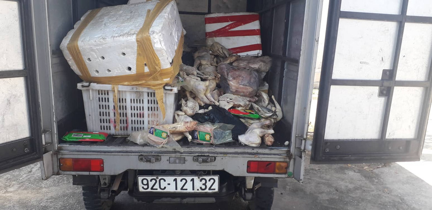 thịt đông lạnh thối rửa hai đối tượng chở ra Cầu Khe đổ trộm