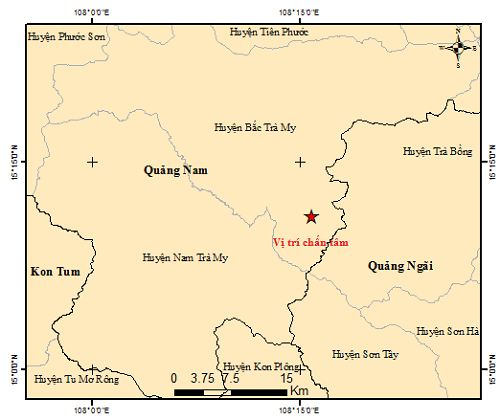 Bản đò chấn tâm động đất. ảnh Viện Vật lý địa cầu