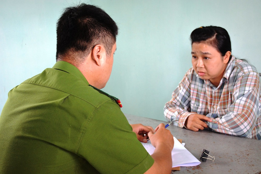 Đối tượng Hà tại cơ quan công an