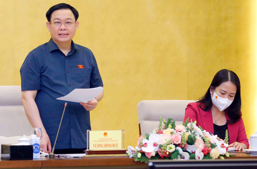 Chủ tịch Quốc hội, Chủ tịch Hội đồng Bầu cử quốc gia Vương Đình Huệ, Hội đồng Bầu cử Quốc gia phát biểu tại phiên họp