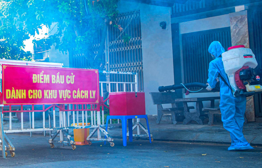 Diễn tập bầu cử Đại biểu Quốc hội khoá XV và Đại biểu HĐND TP Đà Nẵng khoá X. Ảnh: Nguyễn Thành