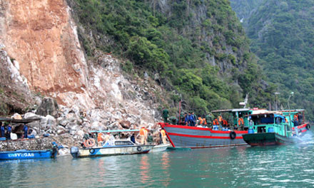 Hiện trường vụ sạt lở đá ở Quảng Ninh