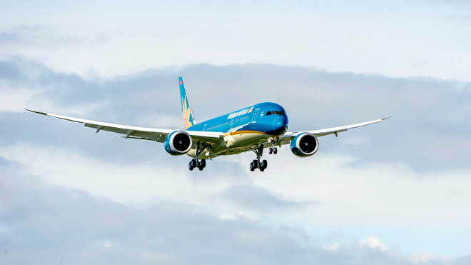 Hình ảnh “giấc mơ bay” (Boeing 787-9 Dreamliner) của Vietnam Airlines trong lần bay thử gần đây tại Mỹ 