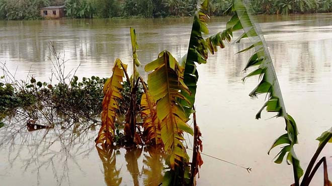Lũ dâng cao trên sông Như Ý gây nguy hiểm cho cư dân đôi bờ, đặc biệt đối với trẻ nhỏ