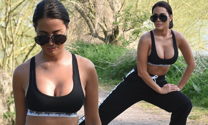 Mỹ nhân truyền hình Anh khoe vòng 1 căng đầy khi tập thể dục ở công viên