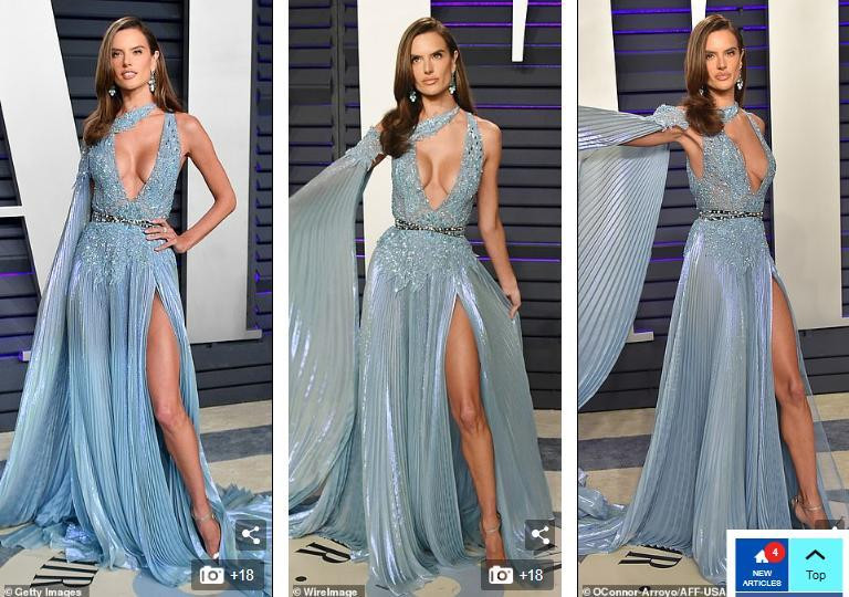 Alessandra Ambrosio khoe gần trọn vòng 1 gợi cảm với váy cắt xẻ bạo
