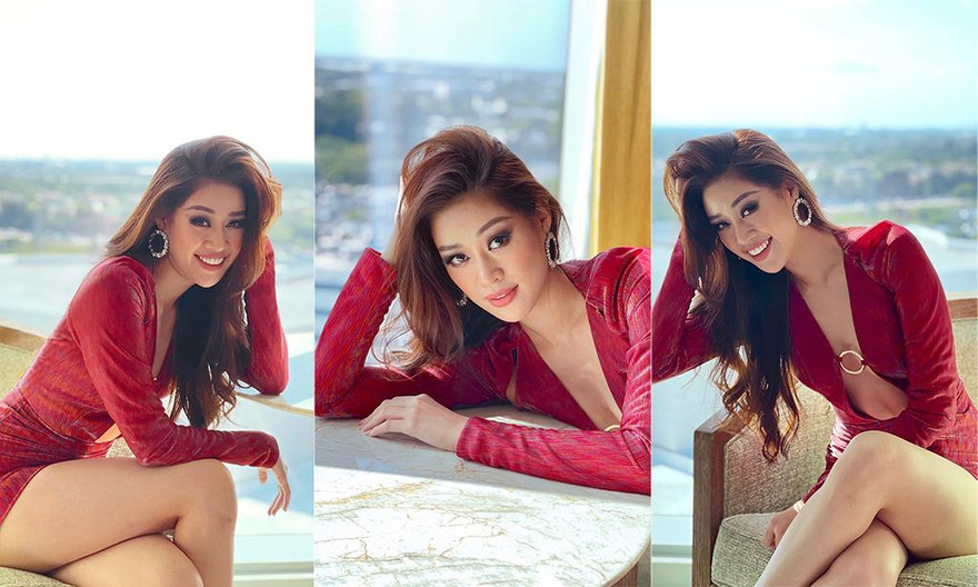 Khánh Vân diện váy xẻ ngực sâu táo bạo, chiếm trọn spotlight ngày thứ 3 tại Miss Universe