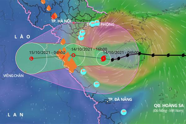 Dự báo hướng đi của bão số 8. Ảnh: Tổng cục Phòng chống thiên tai