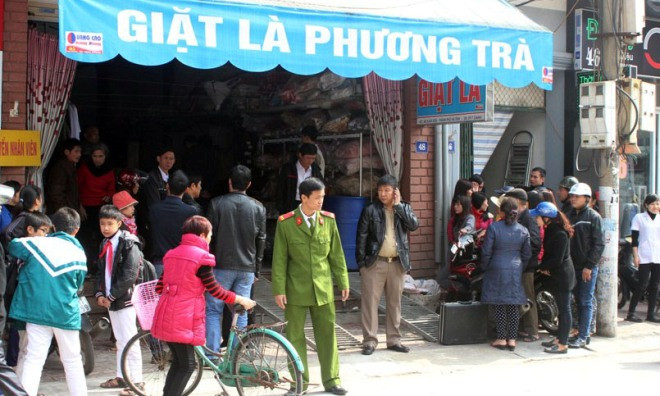 Cơ sở giặt là Phương Trà nơi xảy ra sự việc. 