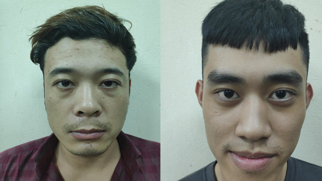 Hai đối tượng Đức và Hưng tại cơ quan điều tra.