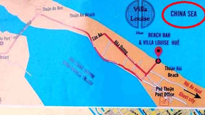 Tờ bản đồ do khu du lịch tự in đã viết sai thông tin về biển Việt Nam