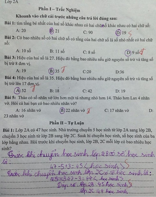 Đề Toán lớp 2 khiến người lớn 'điên đầu'