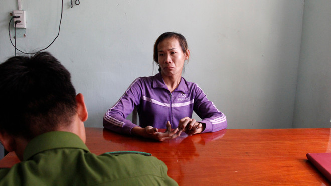 Lê Thành Trung tại cơ quan Công an huyện Hải Lăng