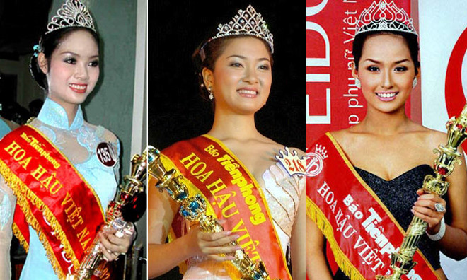 Từ trái sang: HHVN 2002 Phạm Mai Phương, HHVN 2004 Nguyễn Thị Huyền, HHVN 2006 Mai Phương Thúy.