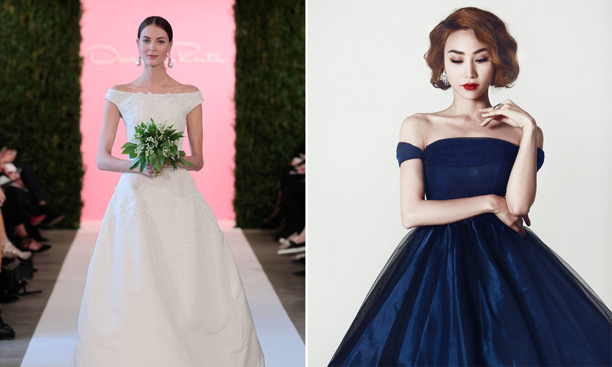 Ngân Khánh sẽ mặc váy cưới Oscar de la Renta trong hôn lễ tối nay.