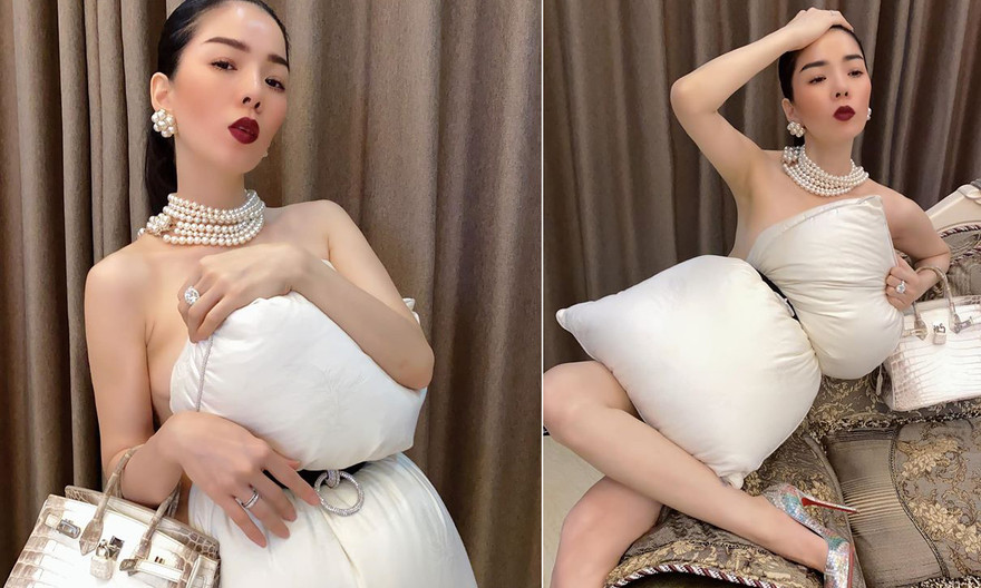 Lệ Quyên lấy gối làm váy khoe đường cong sexy nuột nà