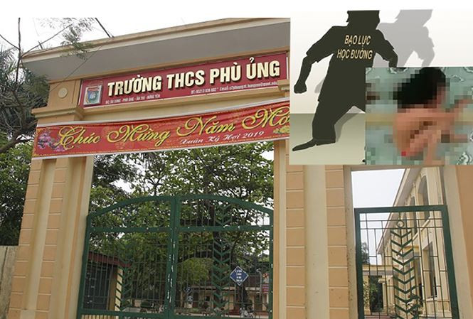  Học sinh Hưng Yên bị đánh. (Ảnhr cắt từ clip)