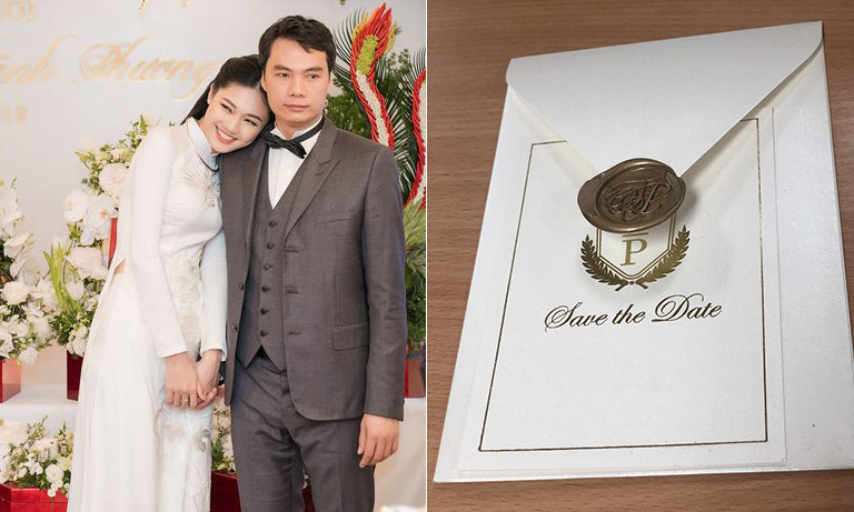 Thiệp cưới đơn giản của Á hậu Thanh Tú.