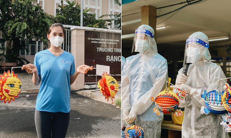 Hoa hậu Tiểu Vy, Á hậu Phương Anh và mùa Trung thu đáng nhớ khi mặc đồ bảo hộ làm chị Hằng