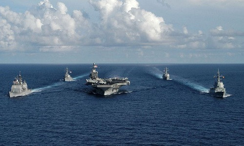 Nhóm tác chiến tàu sân bay Theodore Roosevelt của hải quân Mỹ. Ảnh: US Navy.