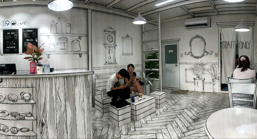 Độc đáo với quán cà phê đánh lừa thị giác 