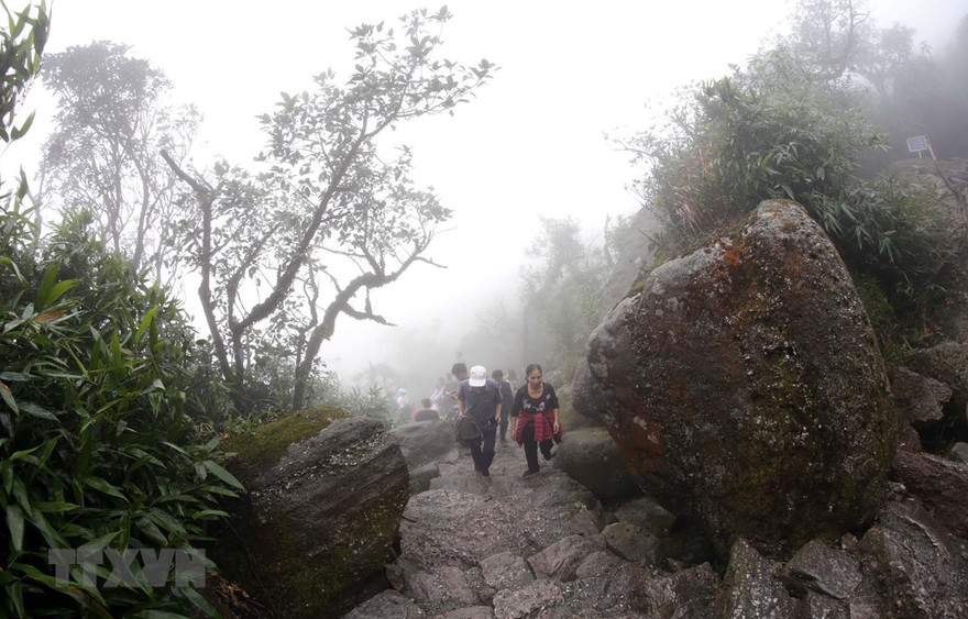 Du khách đến Yên Tử. (Ảnh: Anh Tuấn/TTXVN).