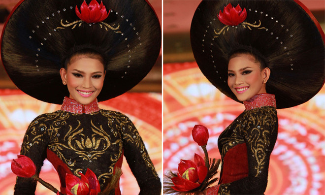 Trương Thị May mặc áo dài làm bằng tóc