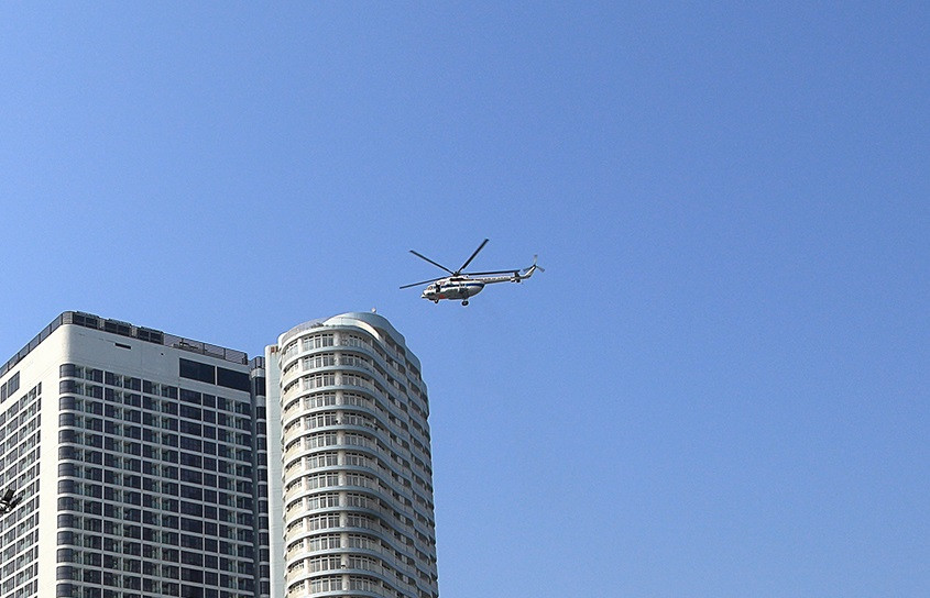 Trực thăng tập luyện chuẩn bị diễn tập chính thức vào ngày 16/10. 