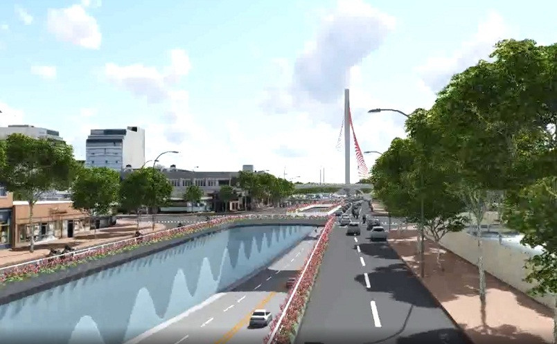 Phác họa hầm chui nút giao thông phía tây cầu Trần Thị Lý