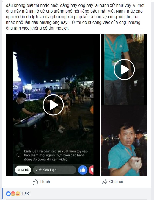 Hình ảnh cán bộ phường An Hải Tây (quận Sơn Trà, Đà Nẵng) tịch thu nhạc cụ của sinh viên chơi nhạc đường phố được chia sẽ nhiều trên mạng xã hội. 