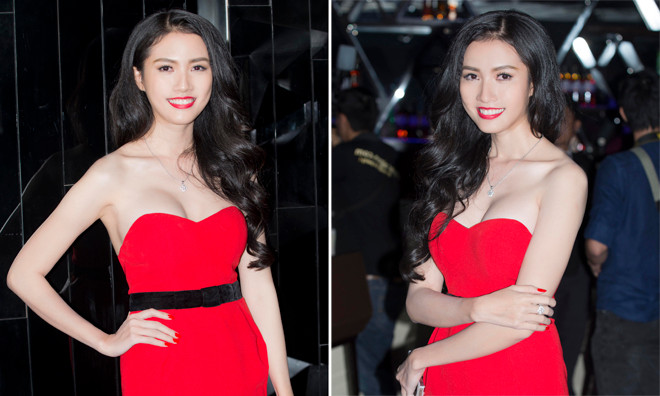 Phan Thị Mơ gợi cảm với đầm cúp ngực đỏ rực