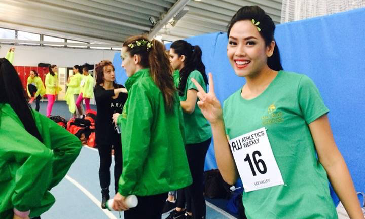 Nguyễn Thị Loan trong phần thi thể thao.