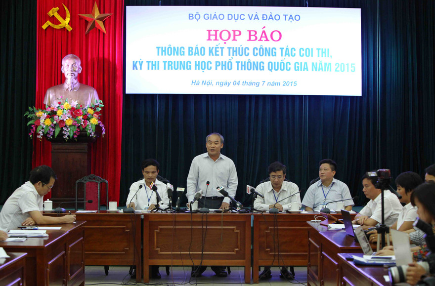 Buổi họp báo của Bộ GD&ĐT chiều 4/7. Ảnh: Như Ý