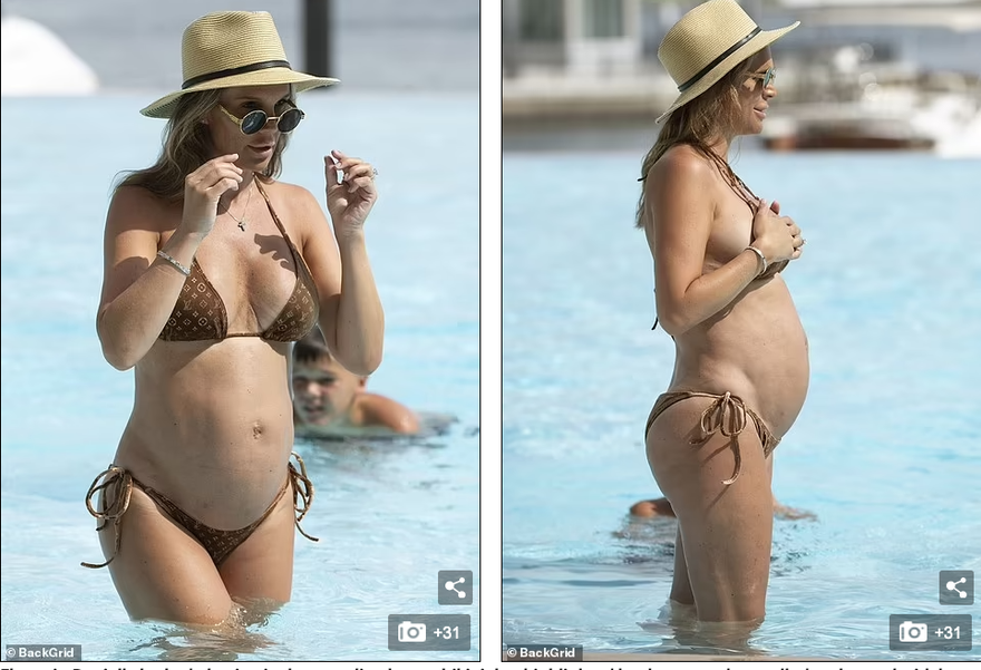 Cựu Hoa hậu Anh diện bikini khoe bụng bầu 'vượt mặt' 