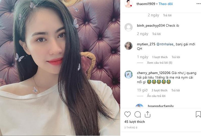 Dân mạng cho rằng Nguyễn Thảo Mi là bạn gái mới của Quang Hải. Ảnh chụp màn hình.