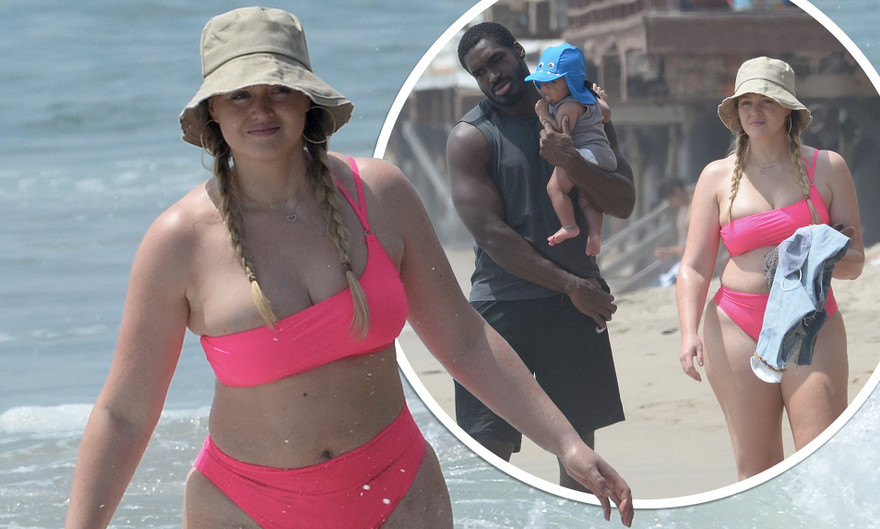 Siêu mẫu ngoại cỡ Iskra Lawrence diện bikini gợi cảm đi biển cùng bạn trai