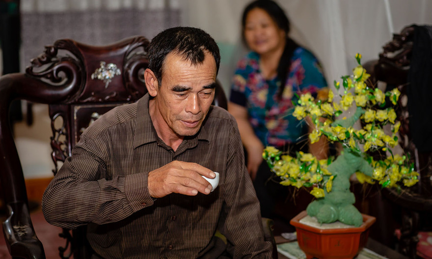 Anh Nguyễn Công Hồng, một diễn viên quần chúng trong vở diễn thực cảnh 'Tinh hoa Bắc Bọ'.