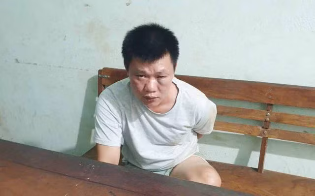 Đối tượng tại cơ quan công an (Ảnh: V.N)