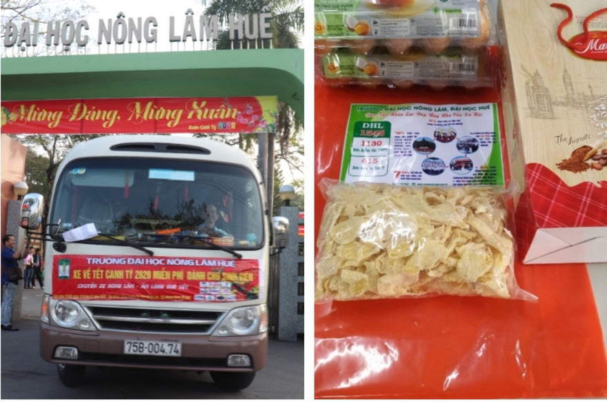 Đại học Nông lâm Huế hỗ trợ 6 chuyến xe về Tết, tặng 5.000 quả trứng cho sinh viên về quê làm quà cho người nhà.