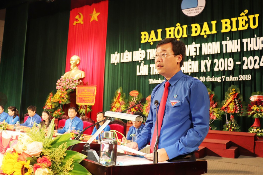 Anh Lê Quốc Phong, Ủy viên dự khuyết T.Ư Đảng, Bí thư thứ nhất T.Ư Đoàn, Chủ tịch Hội LHTNVN, phát biểu chỉ đạo Đại hội