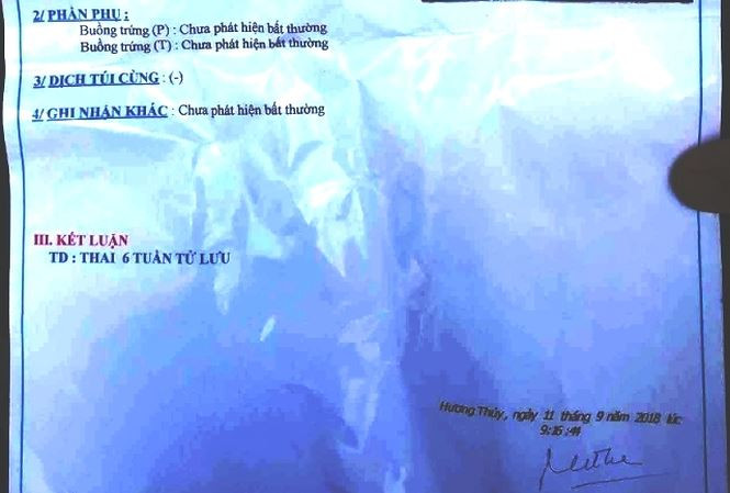 Kết quả chẩn đoán của Trung tâm Y tế thị xã Hương Thủy khiến thai phụ Huỳnh Thị N. và người nhà vô cùng hoang mang