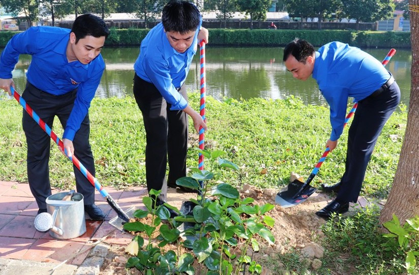 Đại diện cán bộ Tỉnh Đoàn TT-Huế, Ban Thường vụ Trung ương Đoàn hưởng ứng ngày Chủ Nhật xanh và triển khai tuyến đường hoa thanh niên tại Huế dáng 24/11