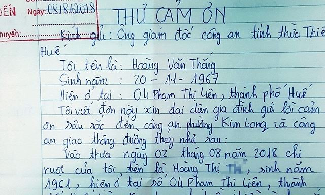 Thư cảm ơn của gia đình có nạn nhân nhảy cầu tự sát được công an cứu sống