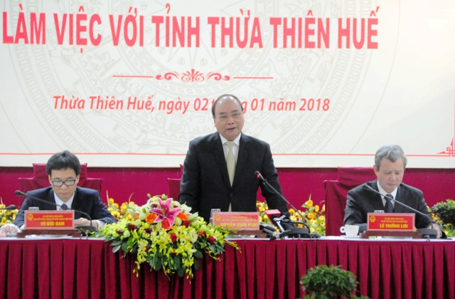 Thủ tướng Nguyễn Xuân Phúc cho rằng, Huế có tiềm lực ít có nơi nào sánh được, là một thành phố di sản với quần thể di tích lịch sử nổi tiếng, thắng cảnh kỳ vĩ ít nơi nào sánh kịp. (Ảnh: Ngọc Văn)