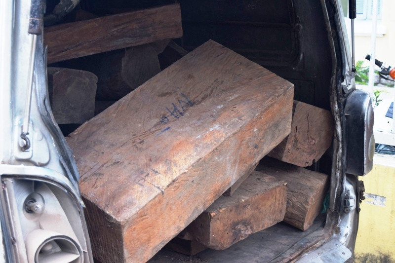Xe chở gỗ lậu vi vu trên Quốc lộ 1, qua mặt nhiều lực lượng chức năng trước khi bị CSGT TT-Huế chặn bắt