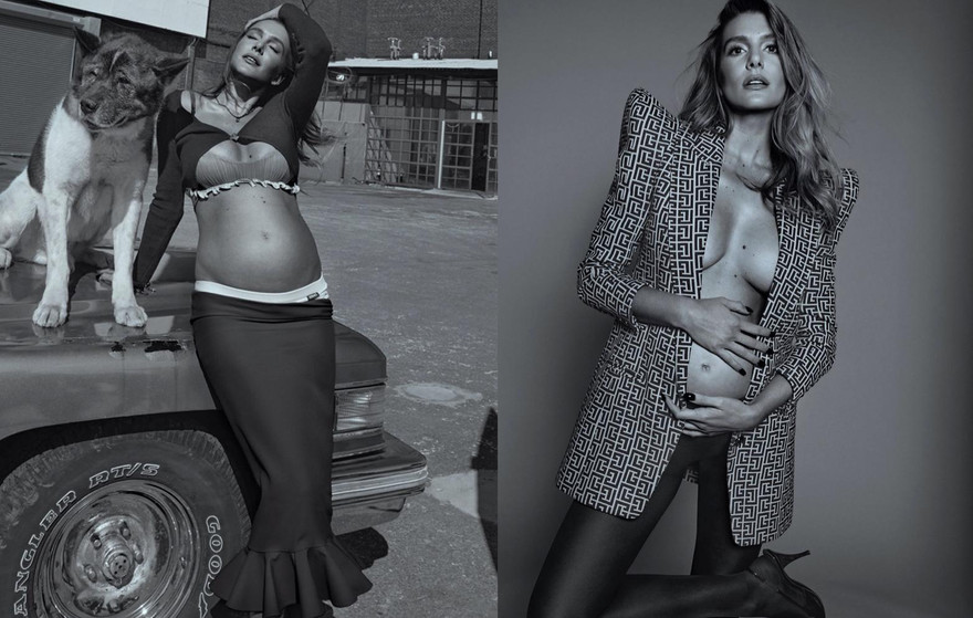 Hoa hậu Argentina chụp ngực trần, khoe bụng bầu vượt mặt