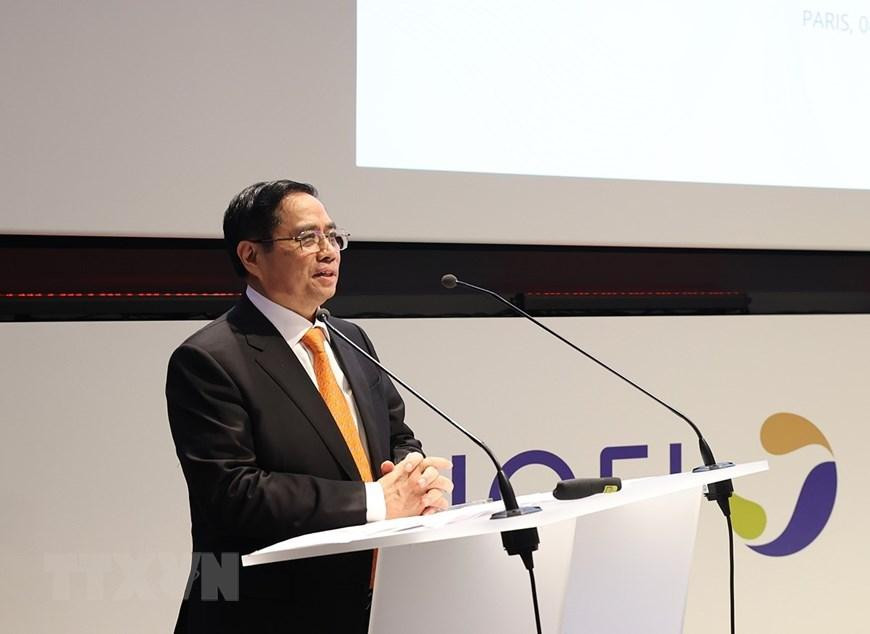 Thủ tướng Phạm Minh Chính phát biểu. (Ảnh: Dương Giang/TTXVN) 