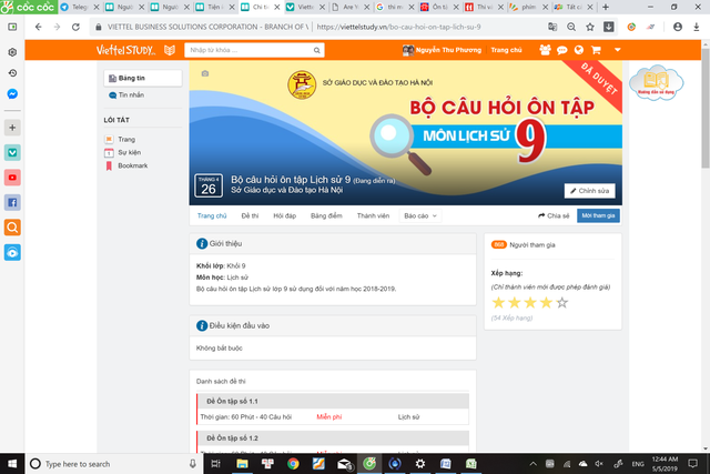 Sở GD&ĐT Hà Nội vừa đưa 24 bộ đề ôn tập môn Lịch sử lớp 9 lên trang mạng xã hội trực tuyến để học sinh truy cập và ôn tập miễn phí. 