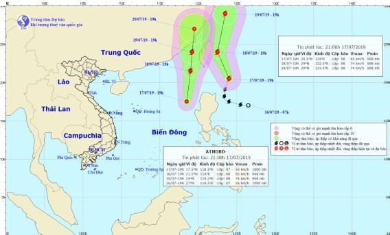 Cùng với bão Danas, Biển Đông xuất hiện thêm một áp thấp nhiệt đới